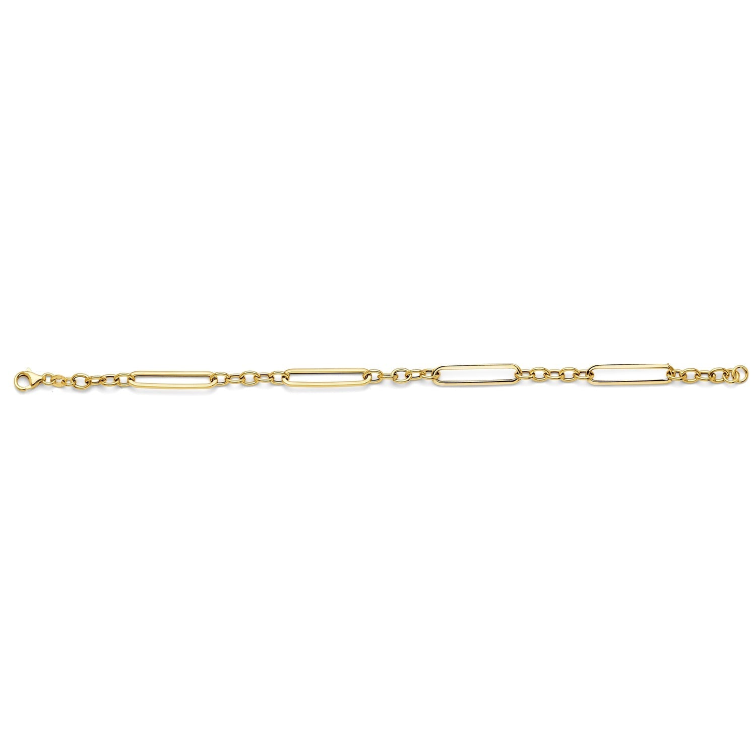 14KY Hollow Paper Clip + Oval Link Bracelet