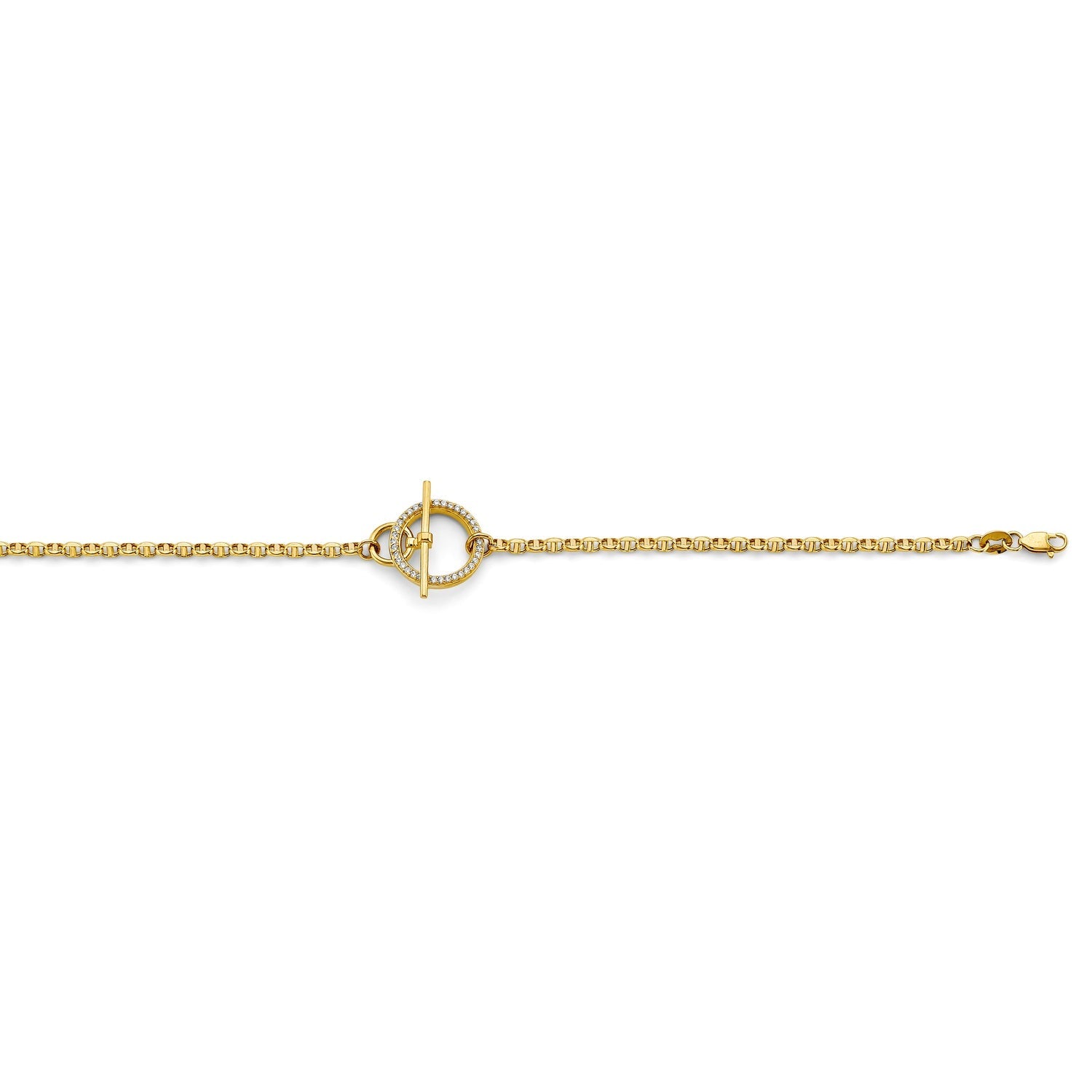 14K CZ Locked Mariner Chain Bracelet
