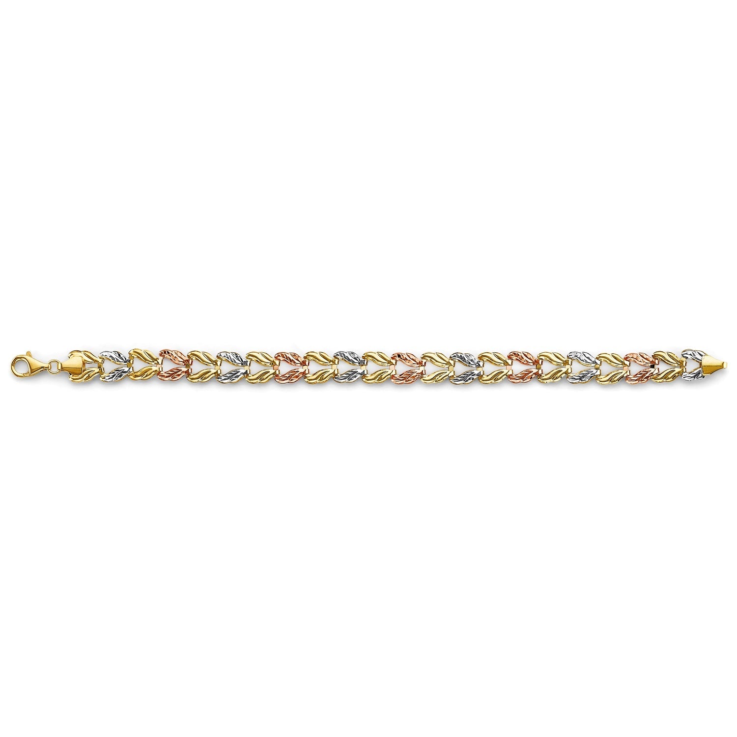 14K 3C D-Face Gradated Stampato Bracelet