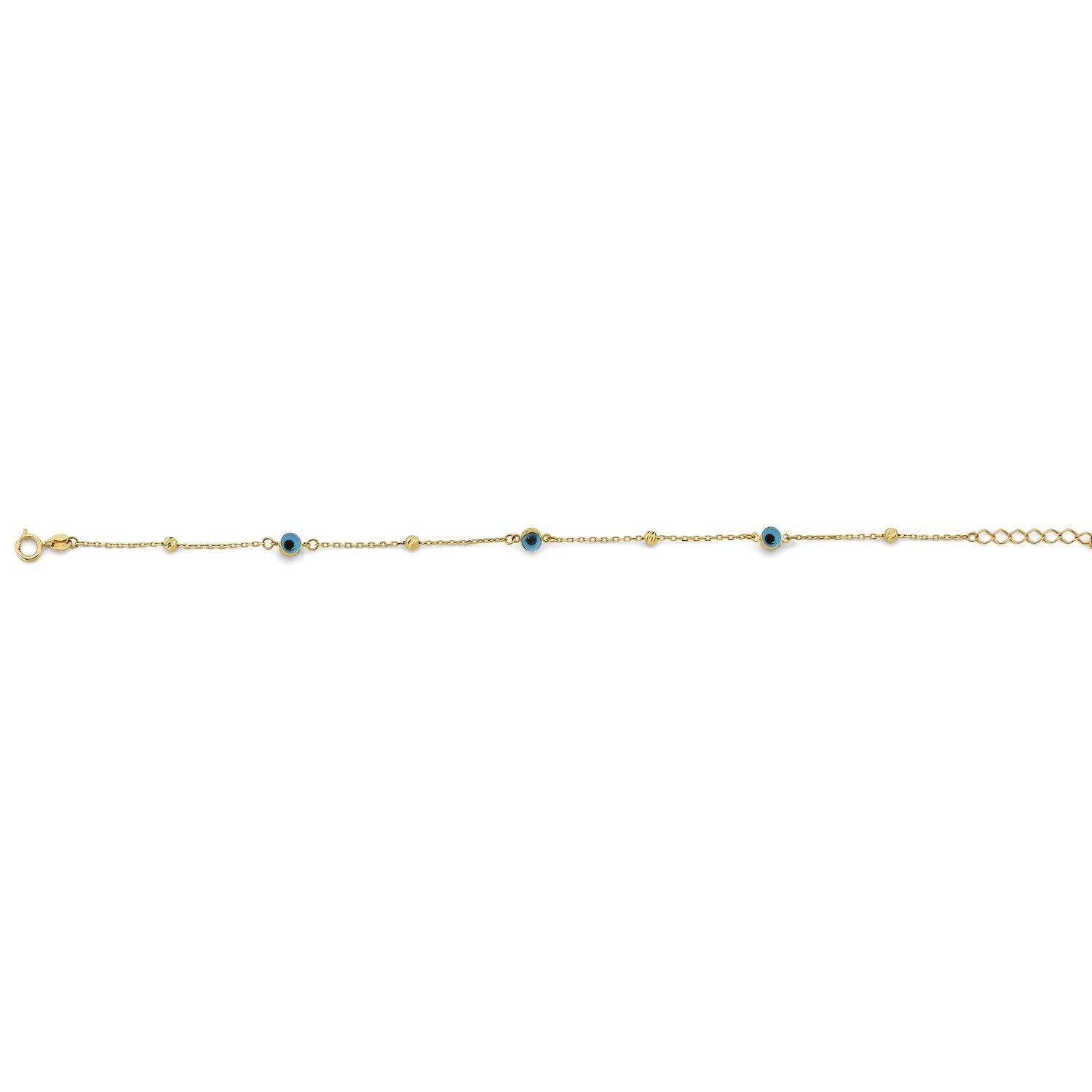 14KY Sky Blue Color Evil Eye Bracelet