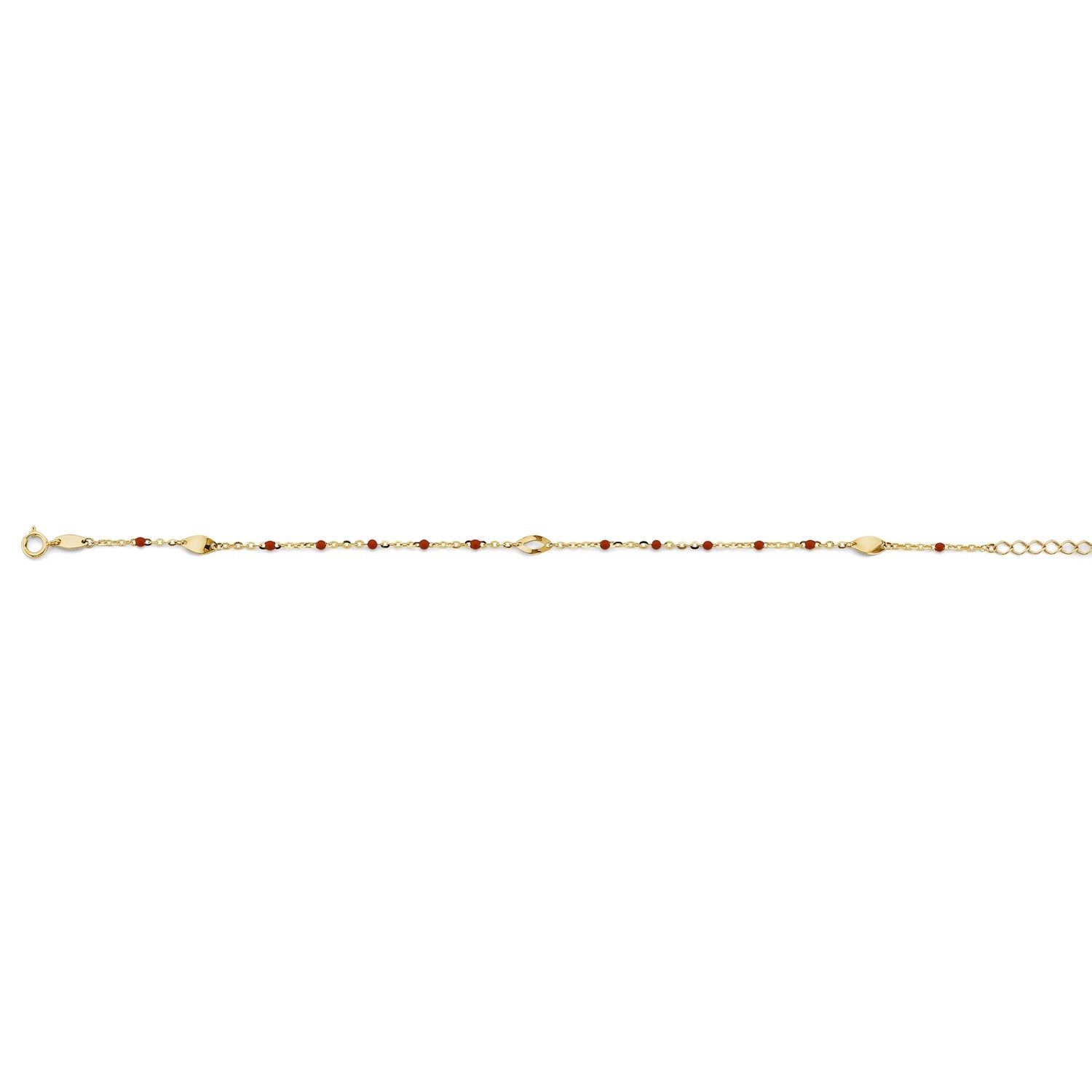 14KY Red Enamel Bead Anklet 9+1