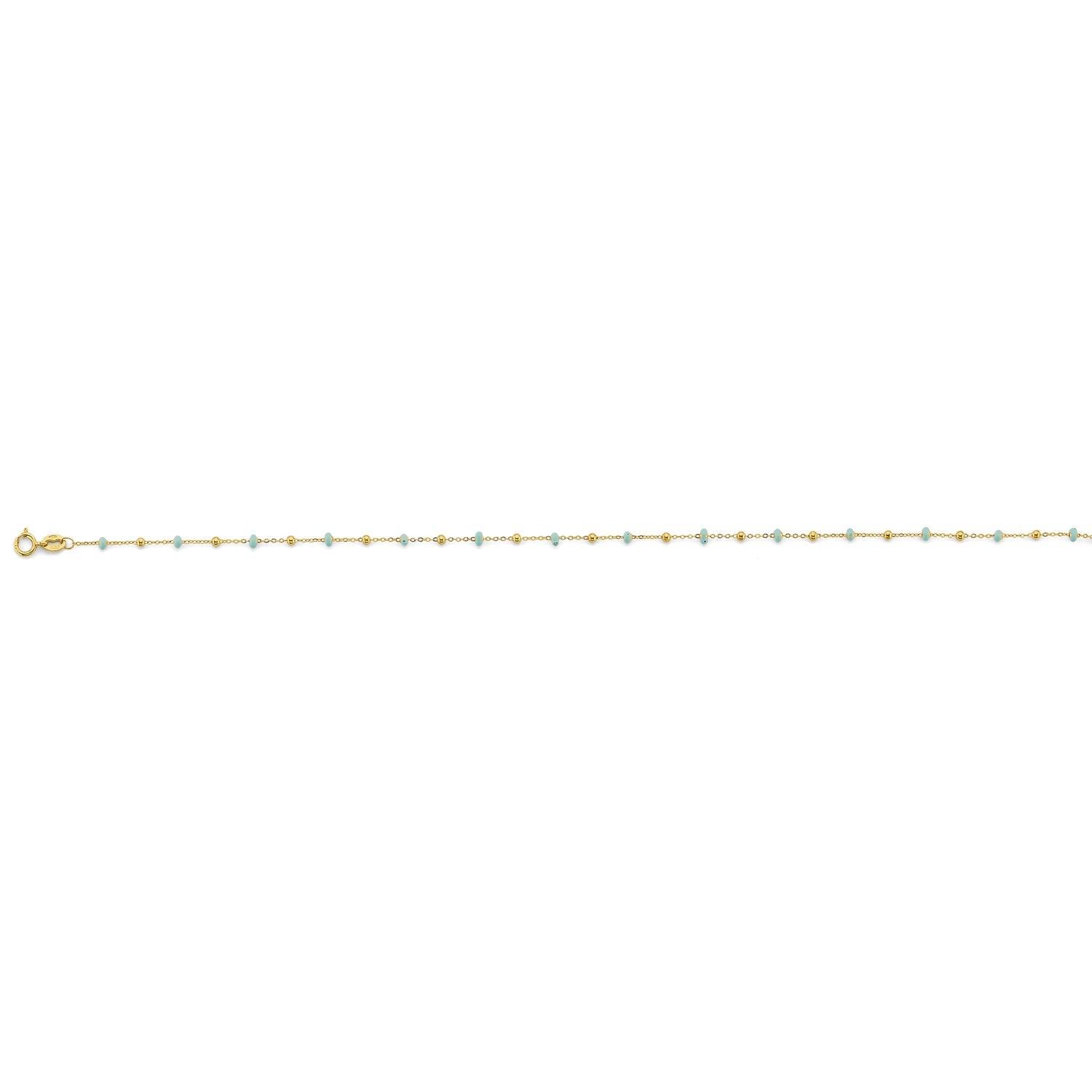 14KY Turquoise Col Enamel Bead Anklet 9+1