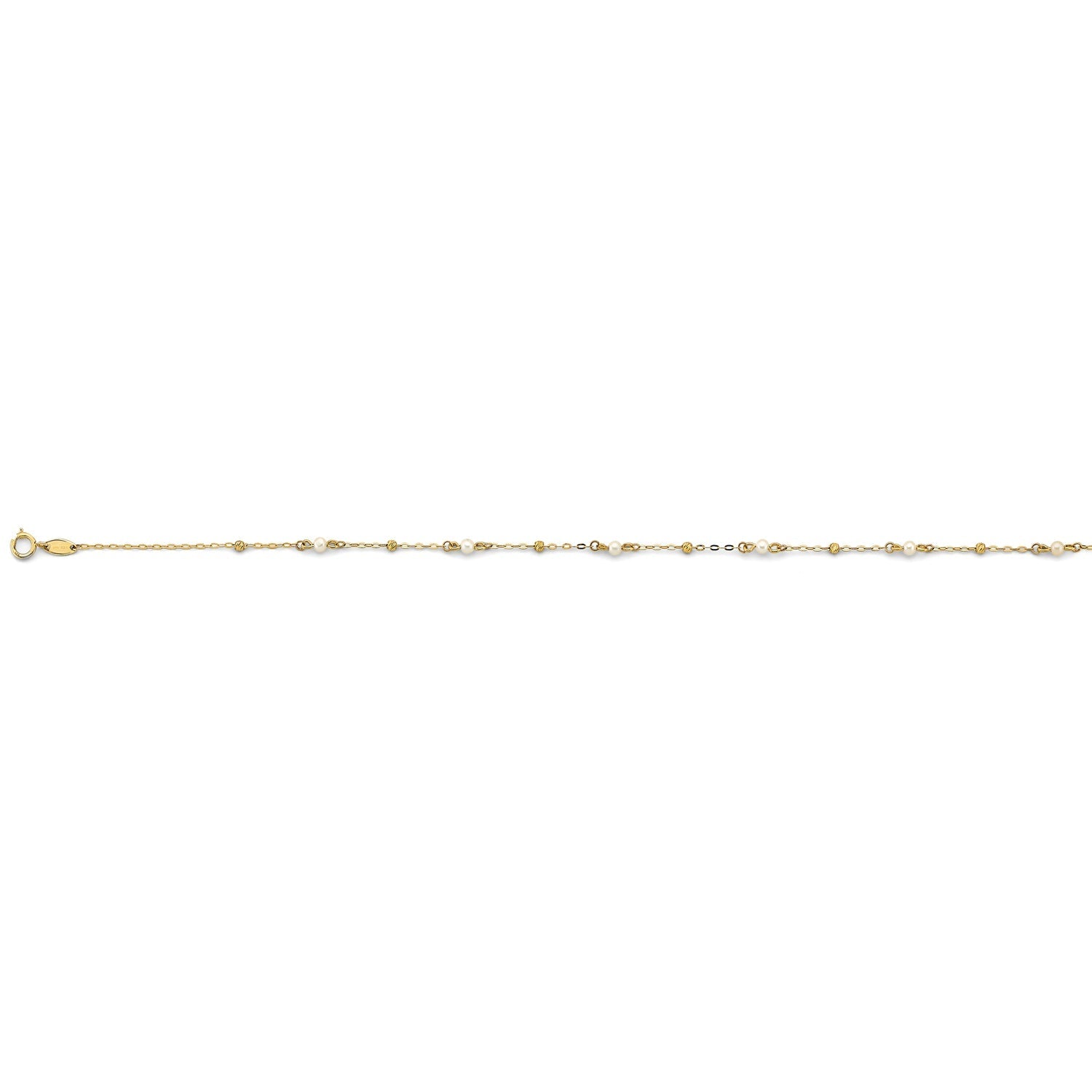 14KY Pearl + DC Bead Anklet 9+1