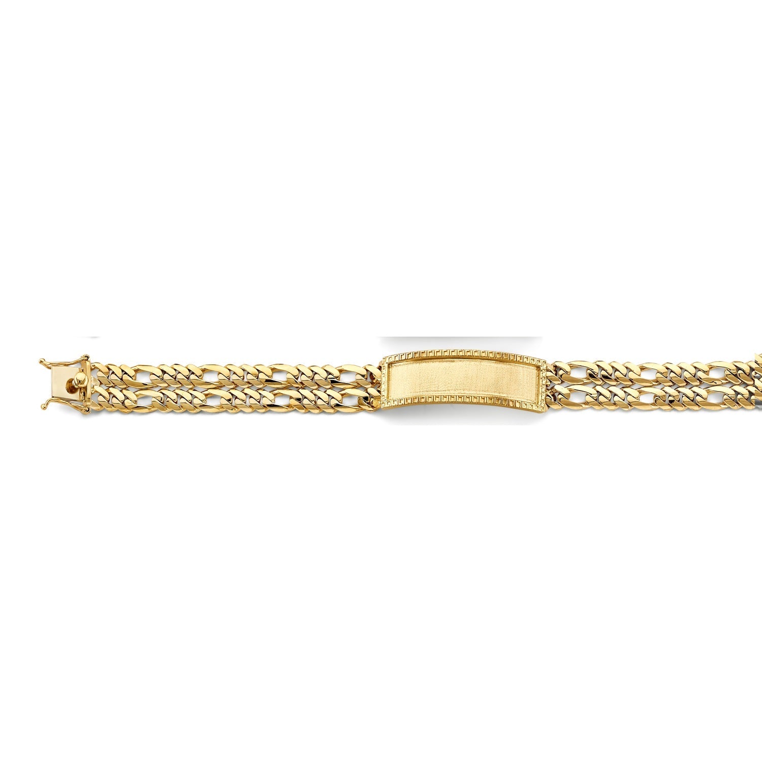 14KY 2Line Figaro Framed ID Bracelet