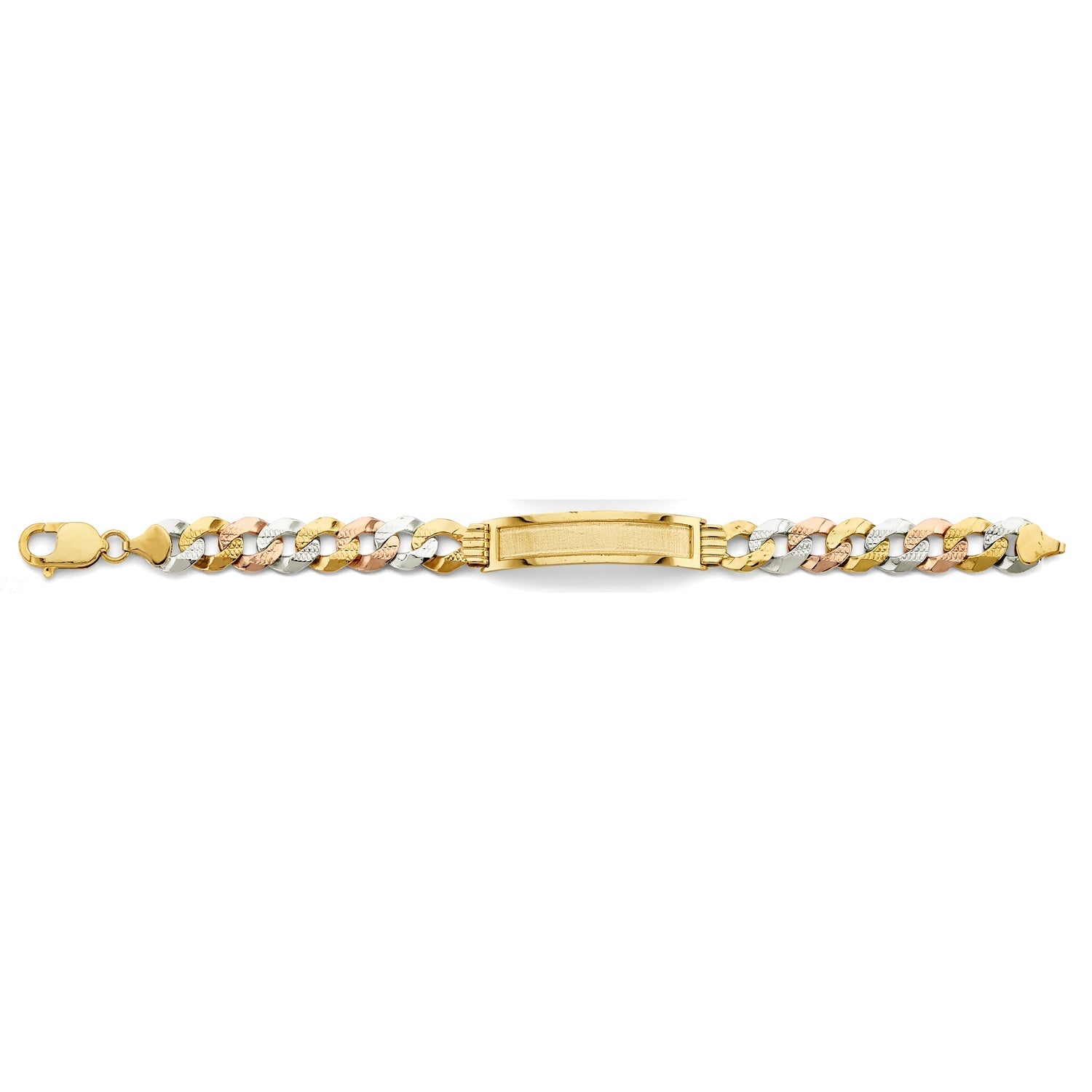 14K 3C Nugget Cuban Framed ID Bracelet