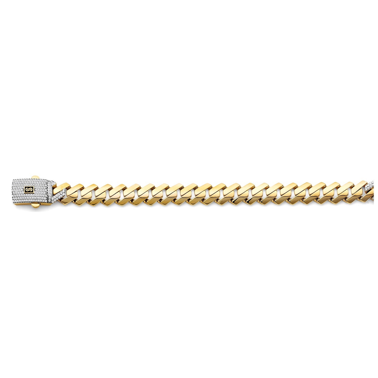 14KY Fancy Hollow Monaco Bracelet w/ CZ Lock