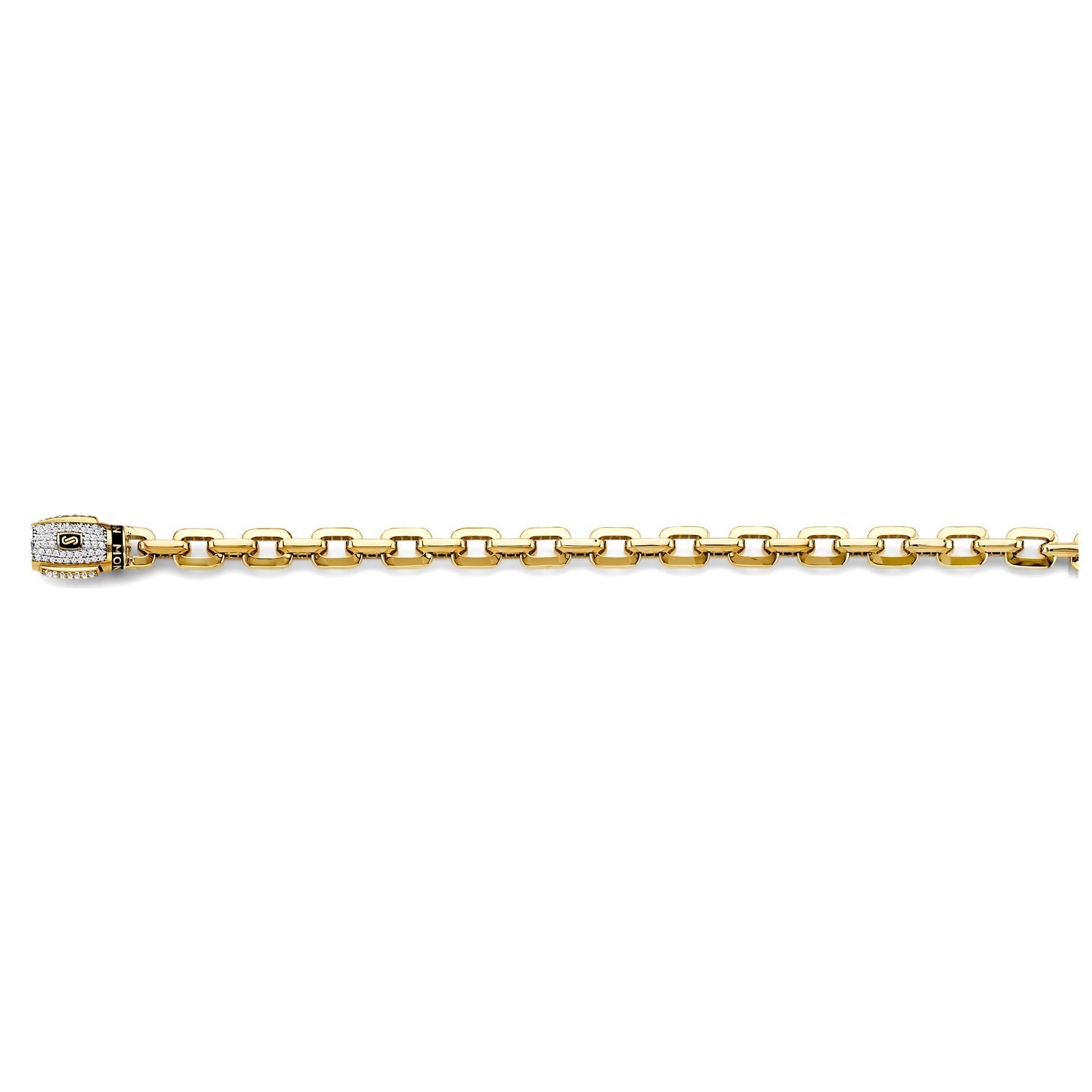 14KY Fancy Hollow Link Monaco Br w/ CZ Lock