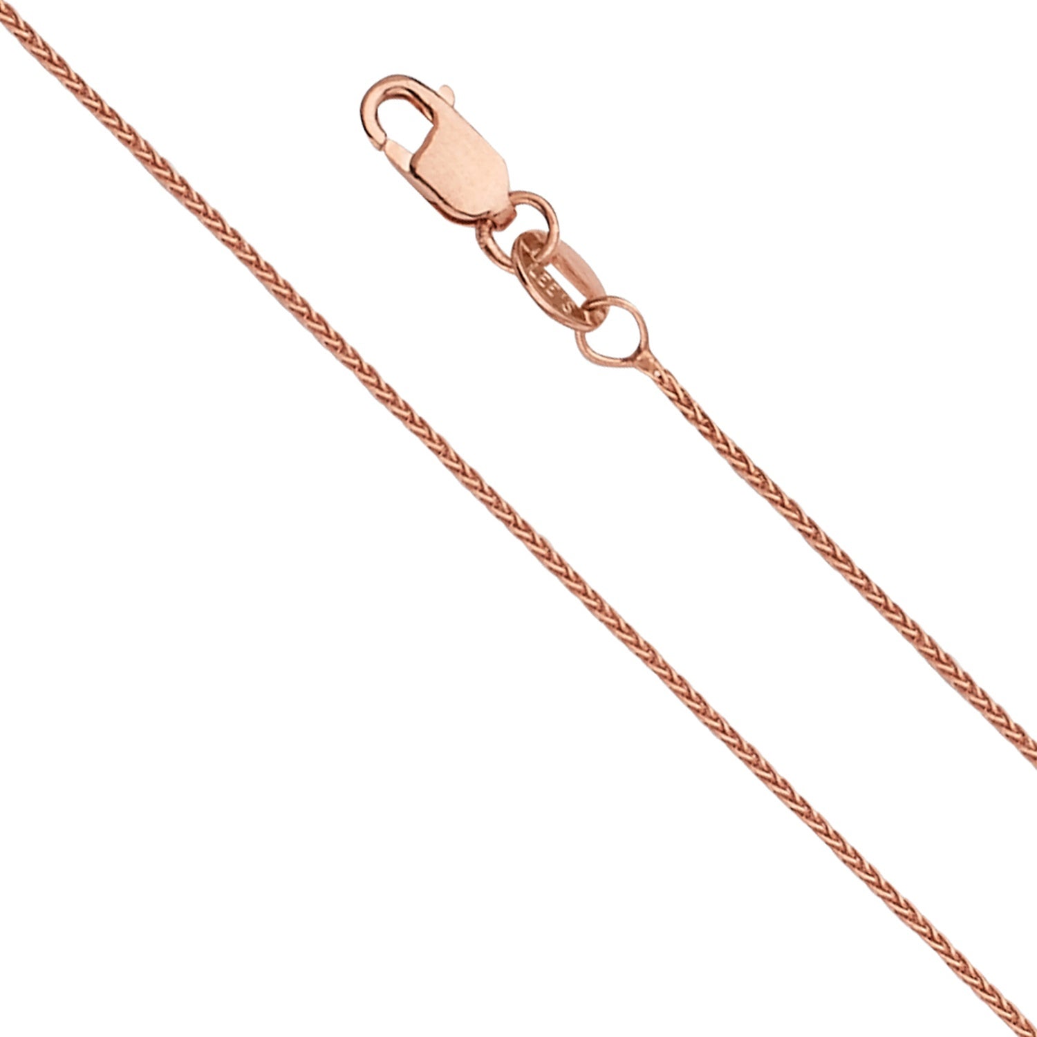 14K Pink 0.9mm Round Wheat Chain 020 - 24