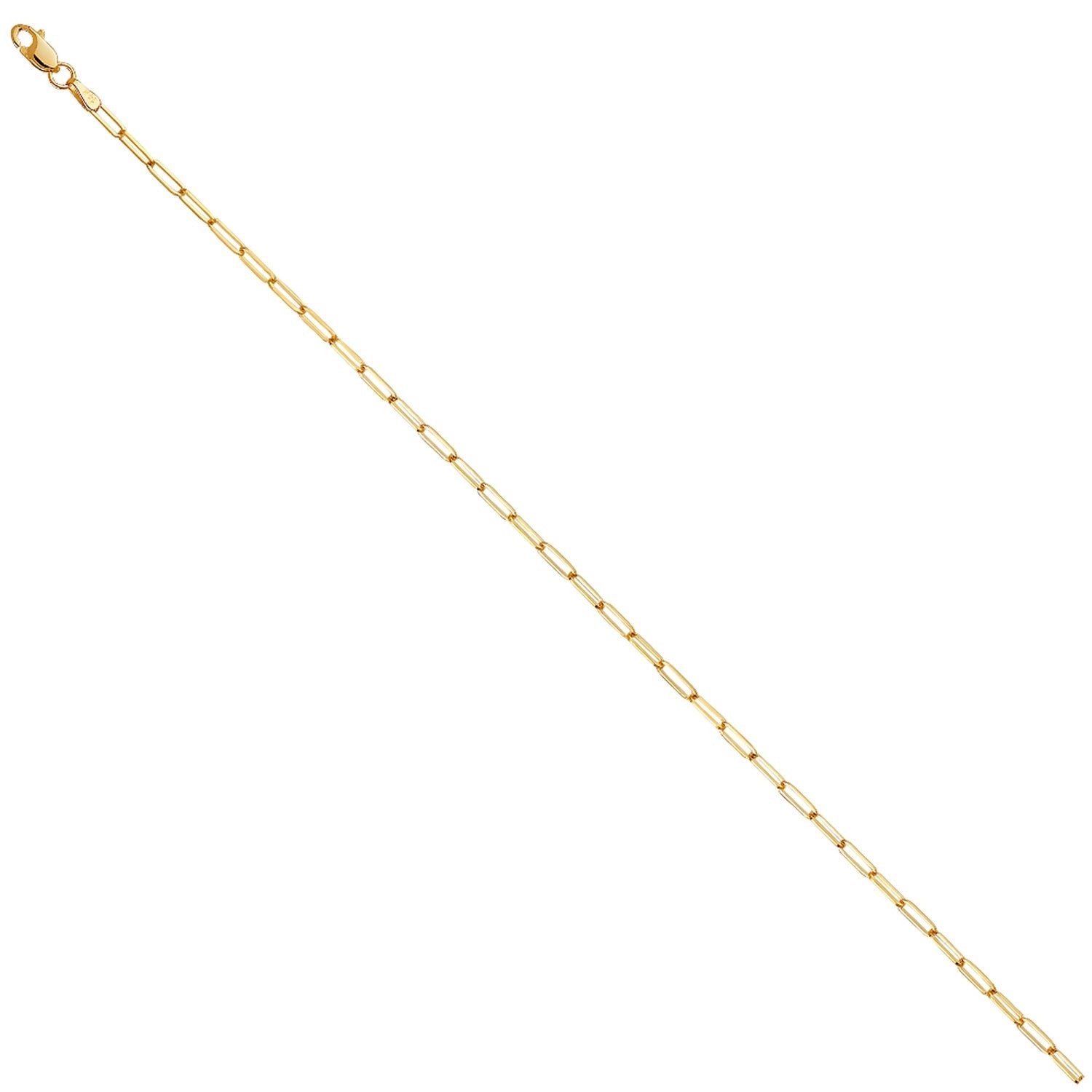 14KY 2.0mm Solid Square Paperclip Chain - 24