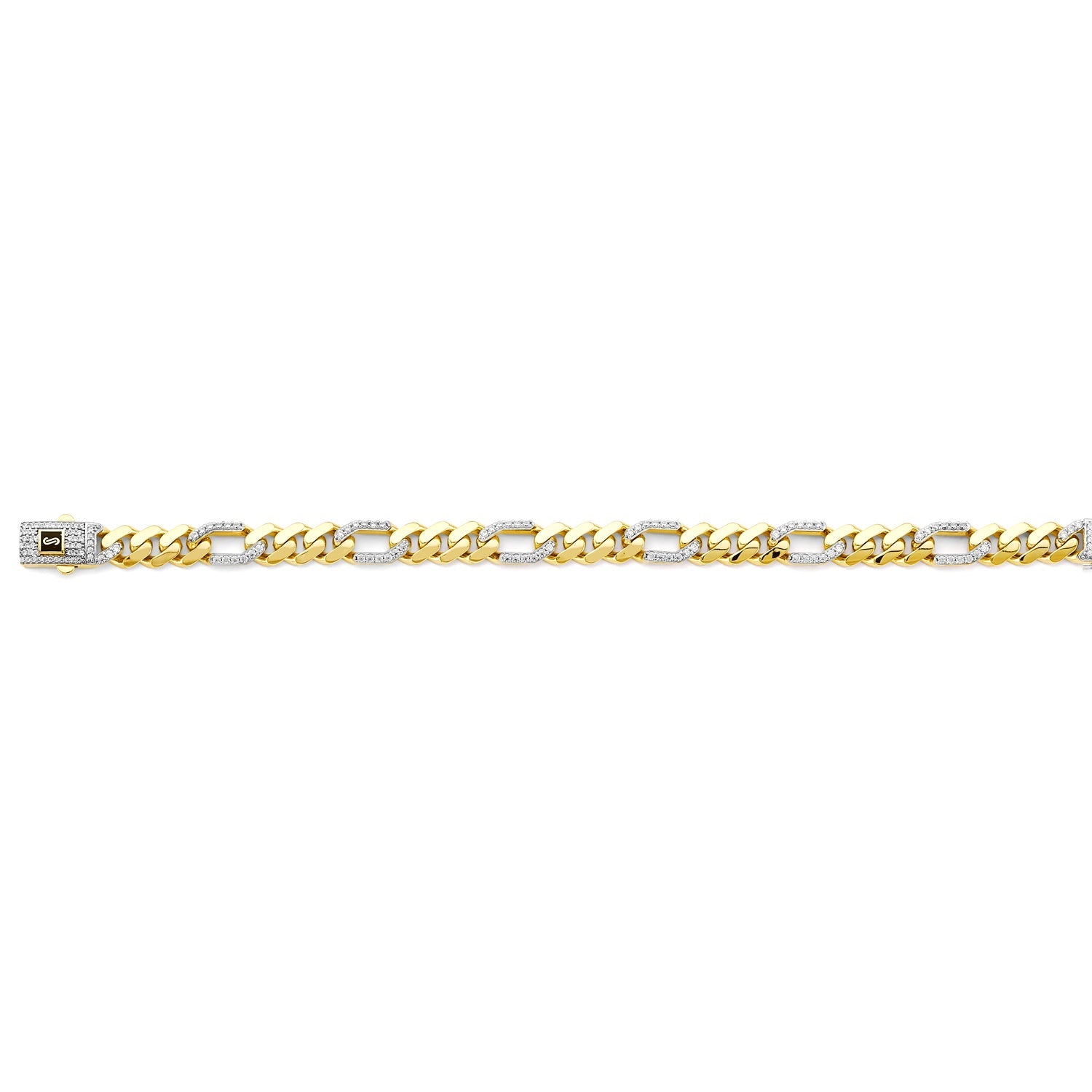 14K 2T 8.0mm Monaco Fig 3+1 w/CZ Link  - 26