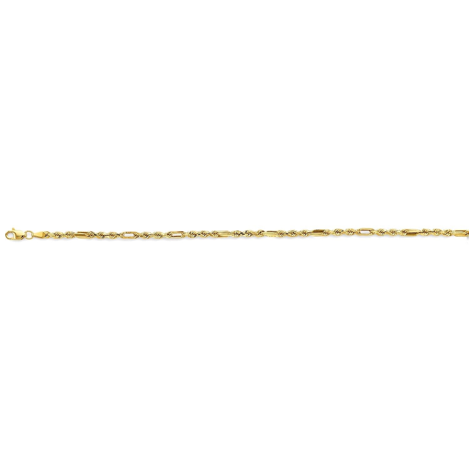 14KY 3mm Hollow Figaro Rope Chain - 24