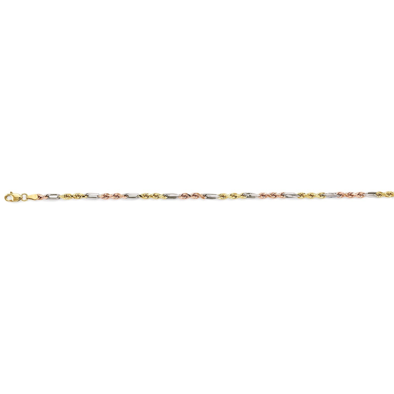 14K 3C 3mm Hollow Figaro Rope Chain - 24