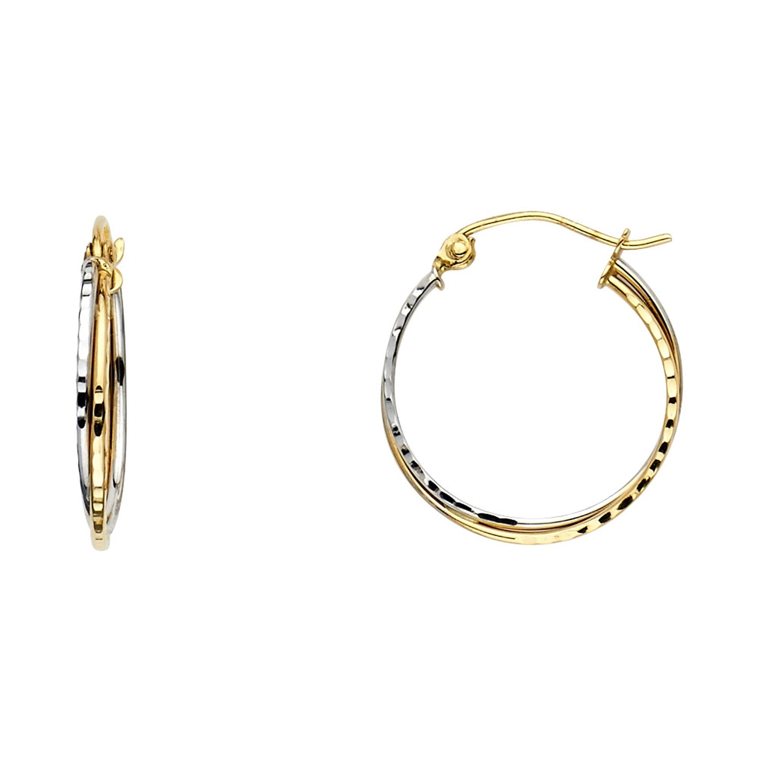 14K 2T DC 2LINE HOL HOOP EAR (18MM)