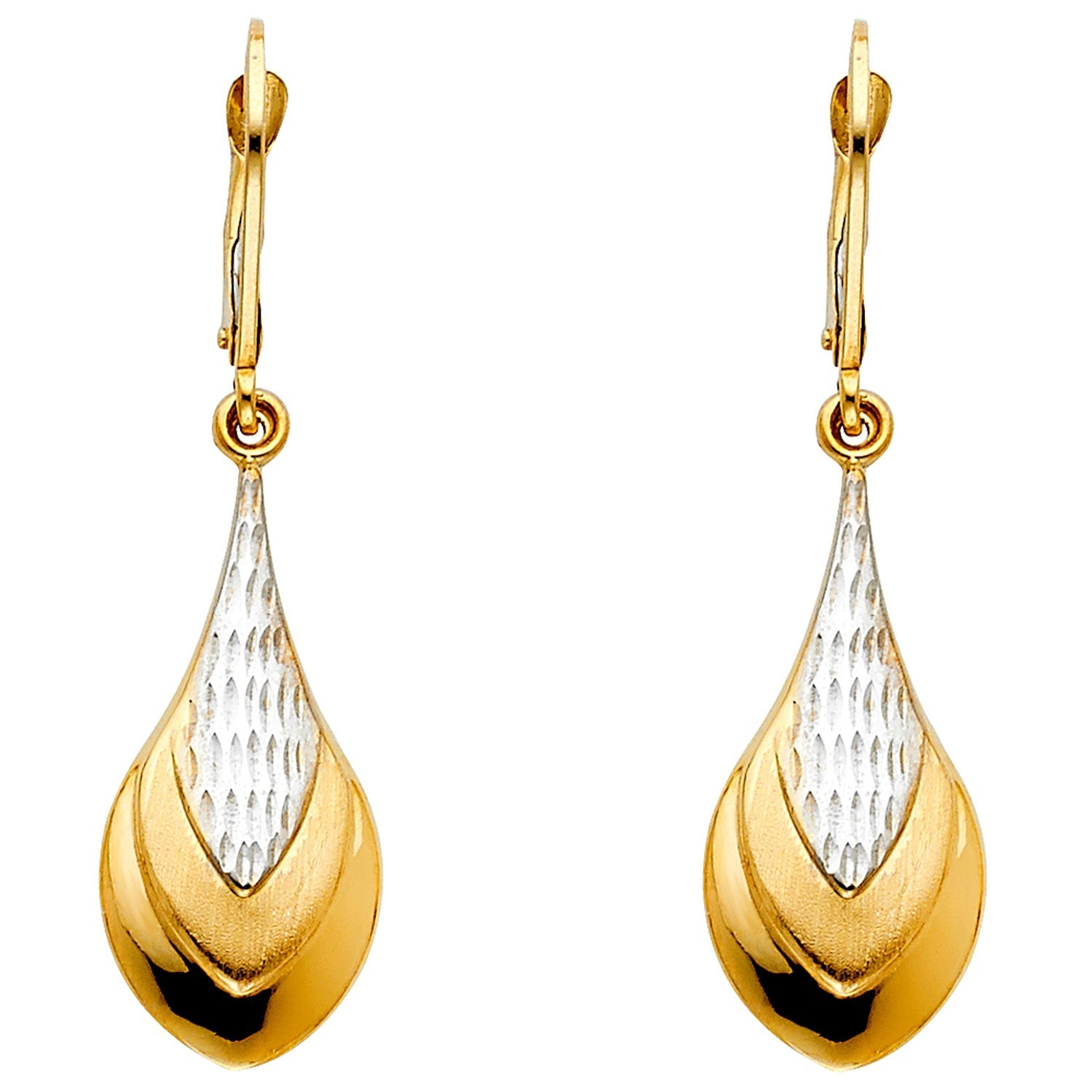 14K 2T TEAR DROP HOL EA W/LEVER BACK