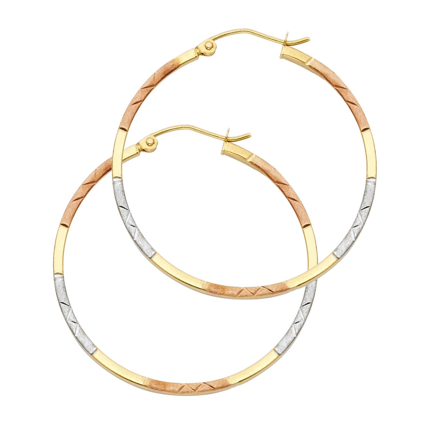 14K 3C SQ TUBE HOOP EARRING (25MM)