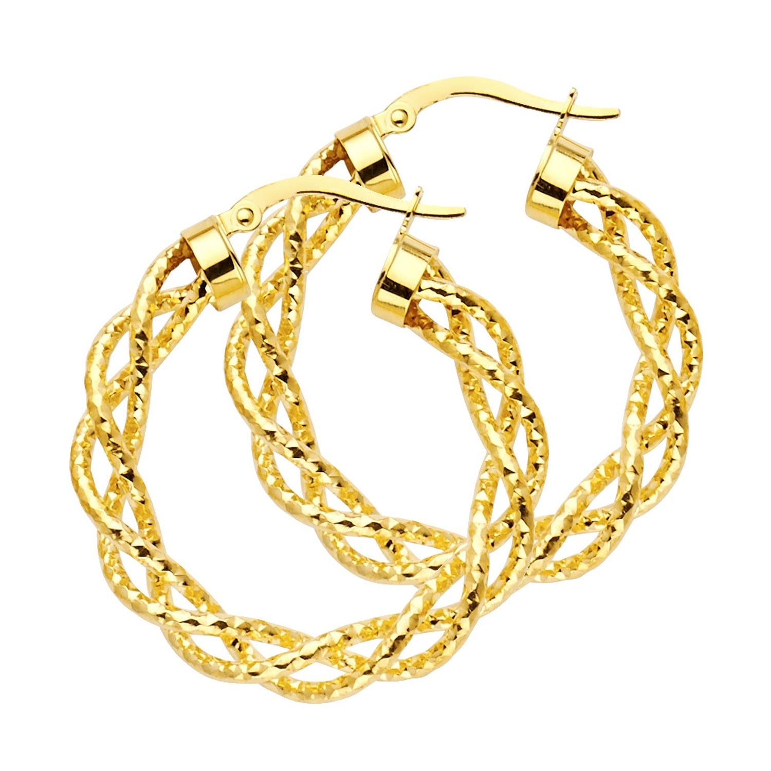 14KY BRAIDED HOL HOOP EAR (30MM)