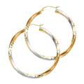 14K 3C SWIRL FANCY HOOP EAR (40MM)