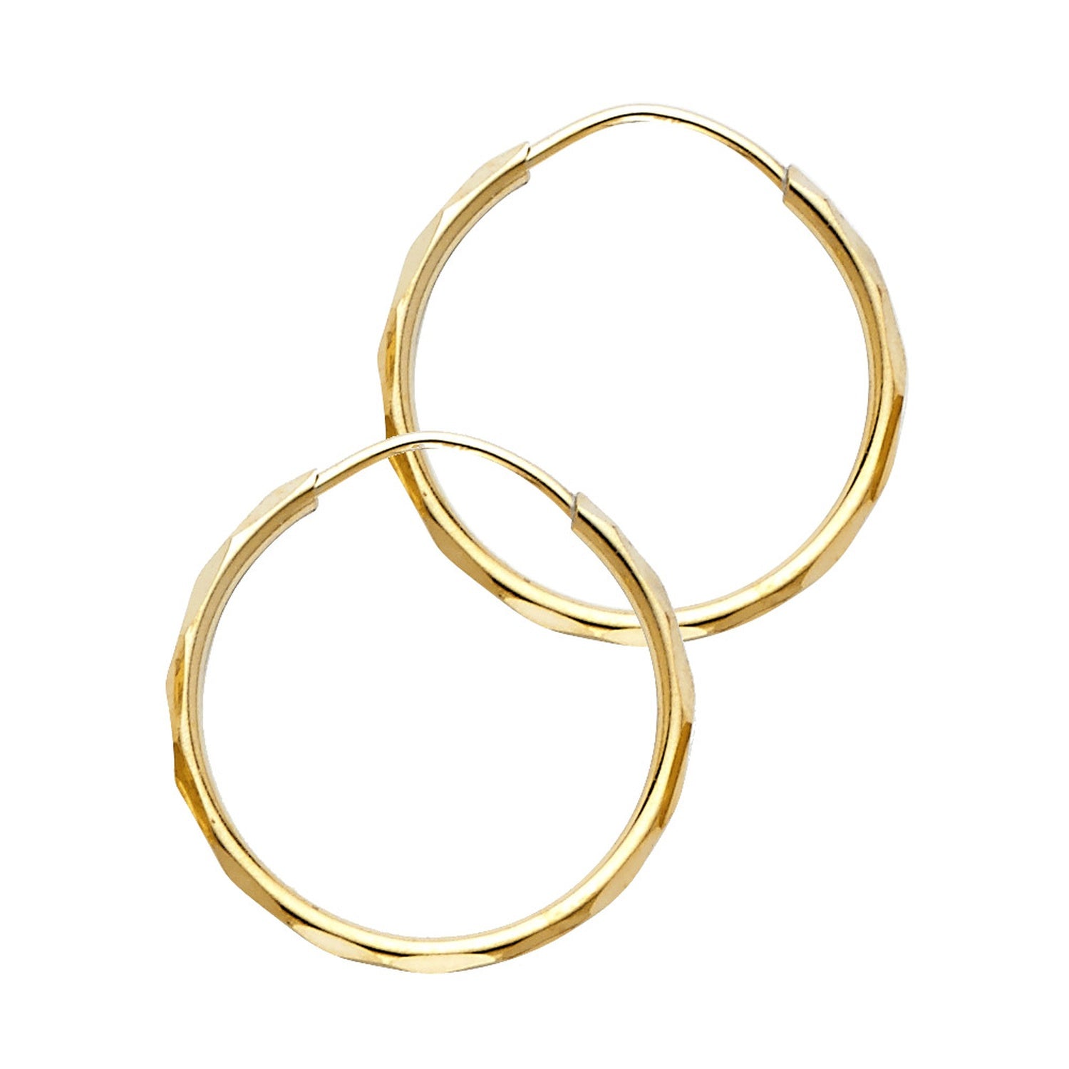 14KY 1.5MM FACETED RD TB HOOP (17MM)