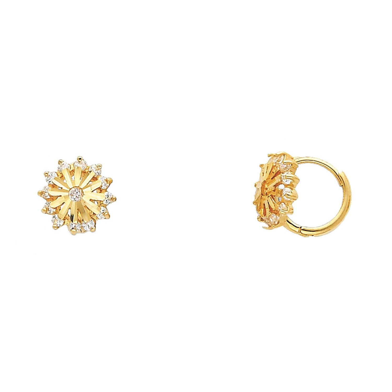 14KY FLOWER CZ HUGGIES (ER309)