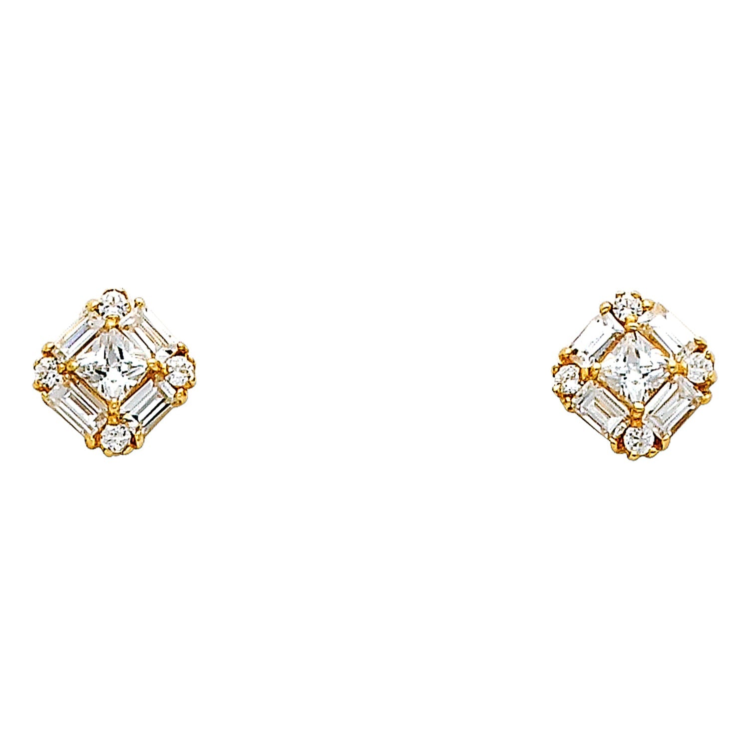 14KY SQUARE CZ EARRINGS (ER323)