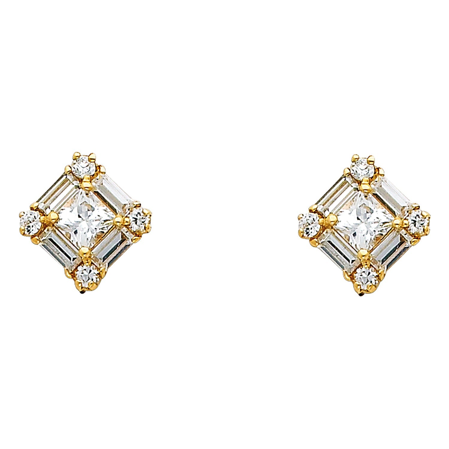 14KY SQUARE CZ EARRINGS (ER324)