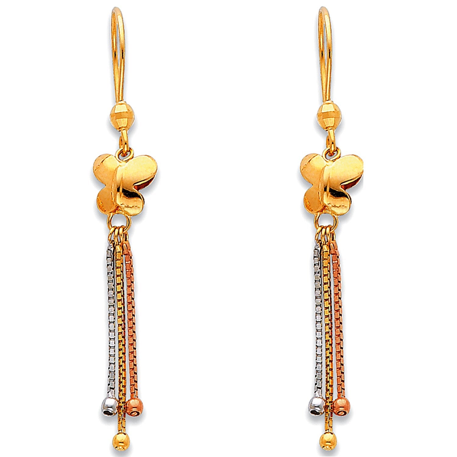14K 3C HANGING EARRINGS (ER378)