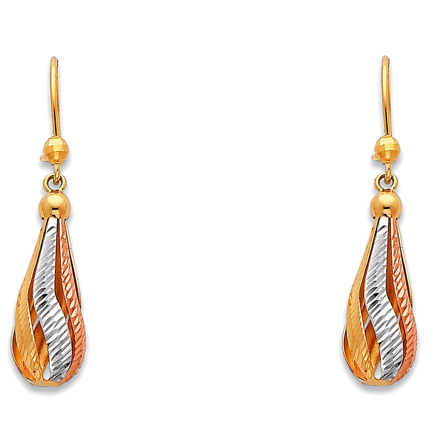 14K 3C HANGING EARRINGS (ER384)