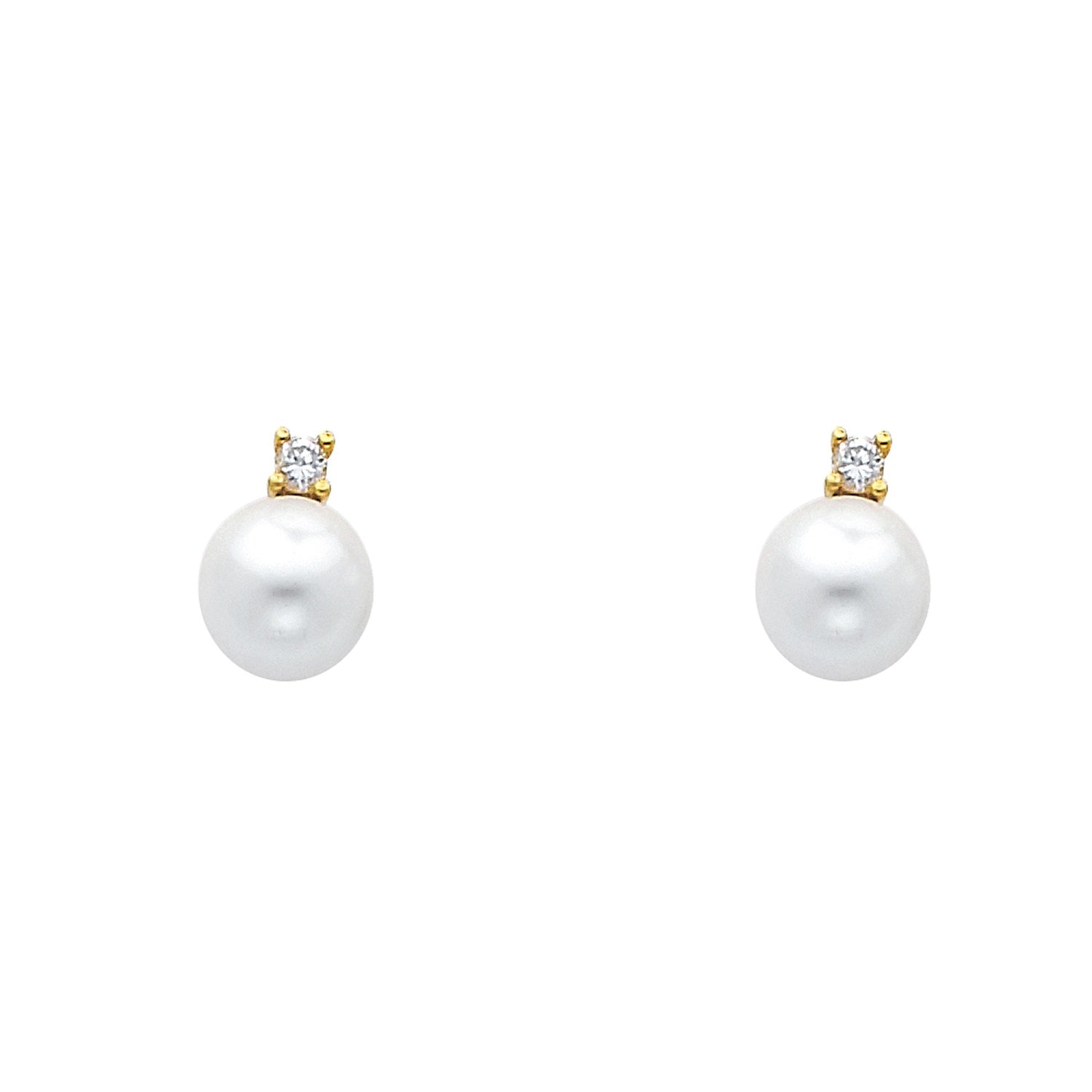 14KY CZ PEARL EARRINGS (ER437)