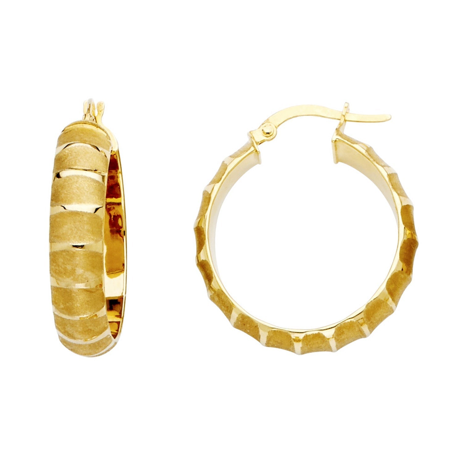 14KY SAND M.HOOP EARRINGS (ER467)