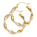 14K 3C SWIRL HOOP (25MM)