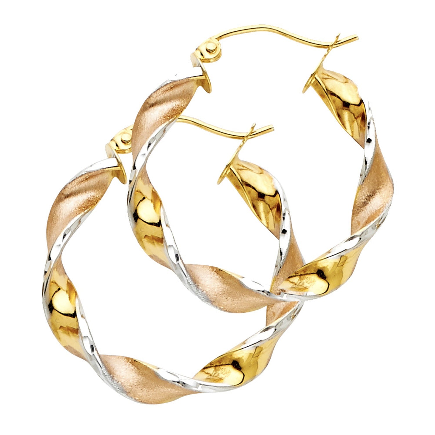 14K 3C SWIRL HOOP (25MM)