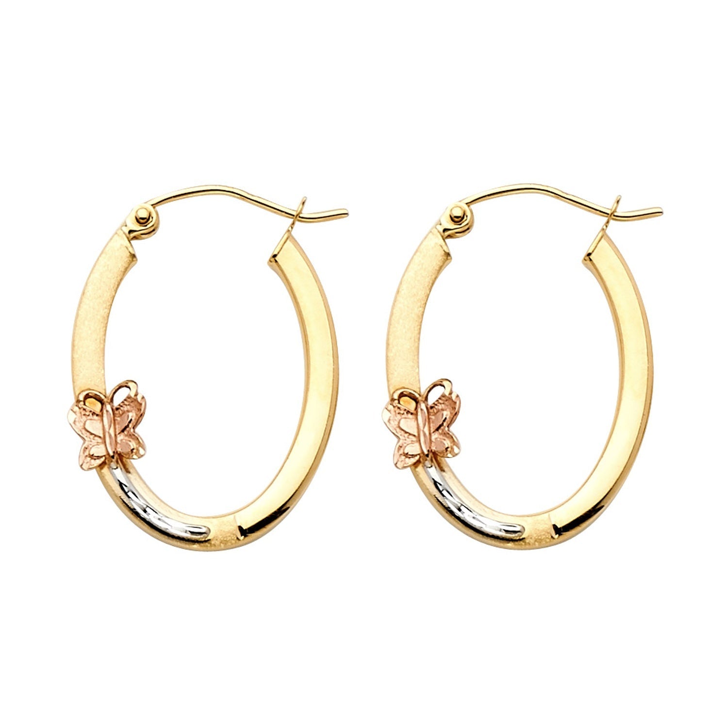 14K 3C SM BUTTERFLY OVAL EAR.
