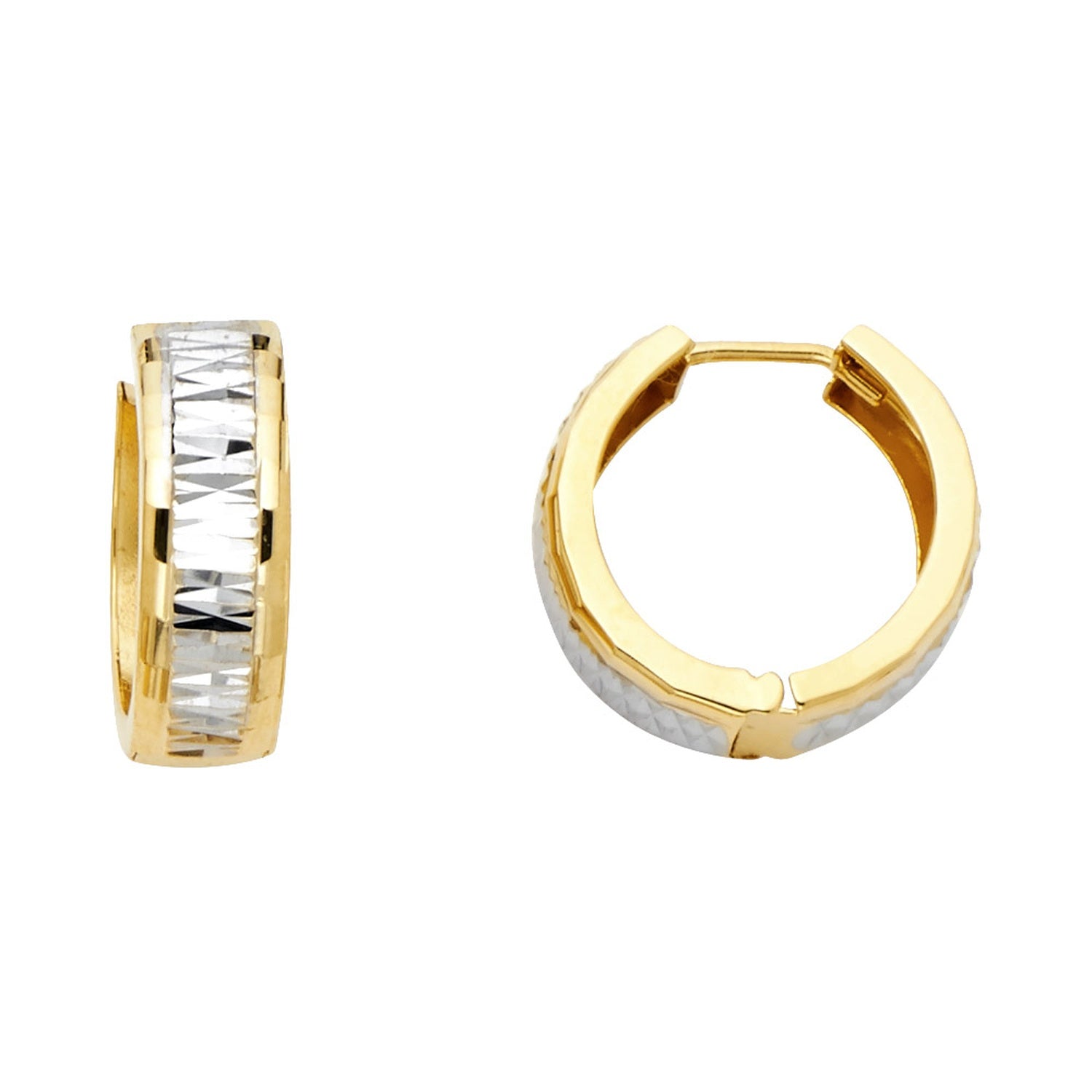 14K 2T D/C POLISHED HUGGIES