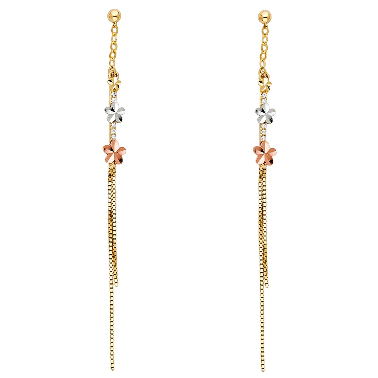14K 3C DANGLING EARRINGS