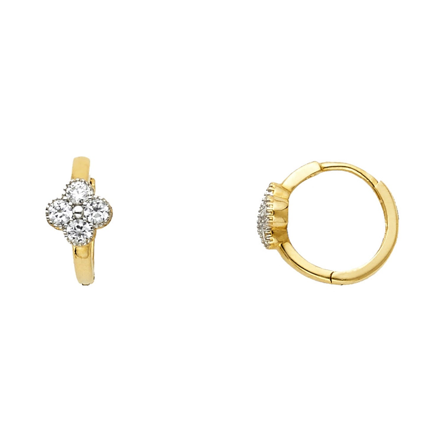 14K 2T FLOWER CZ HUGGIES