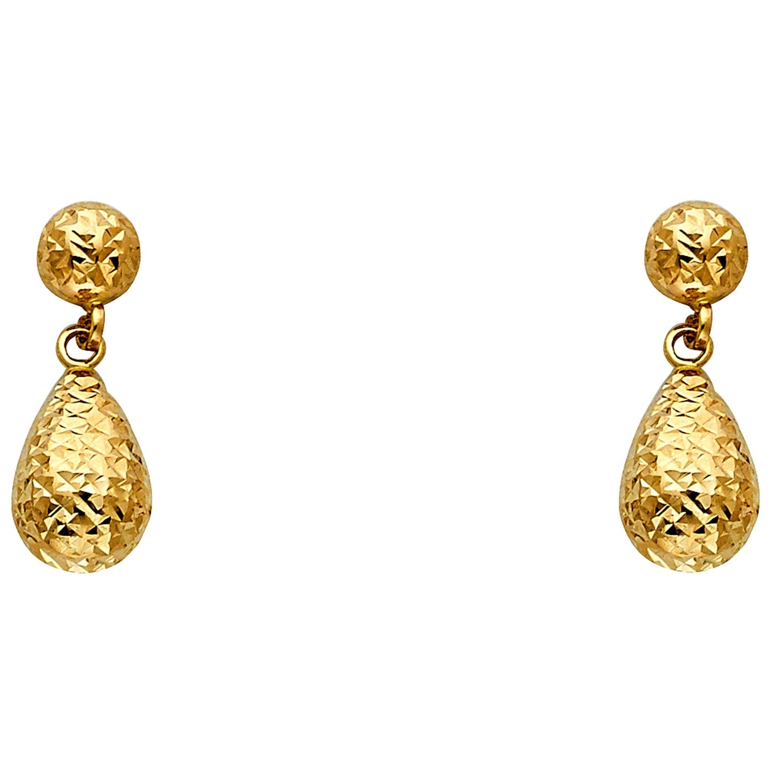 14KY D/C HOL TEAR DROP EAR W/POST