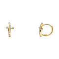 14K 2T CURVED CZ CROSS HUGGIES