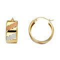 14K 3C ST WIDE DIAGONAL DC HOOP EAR
