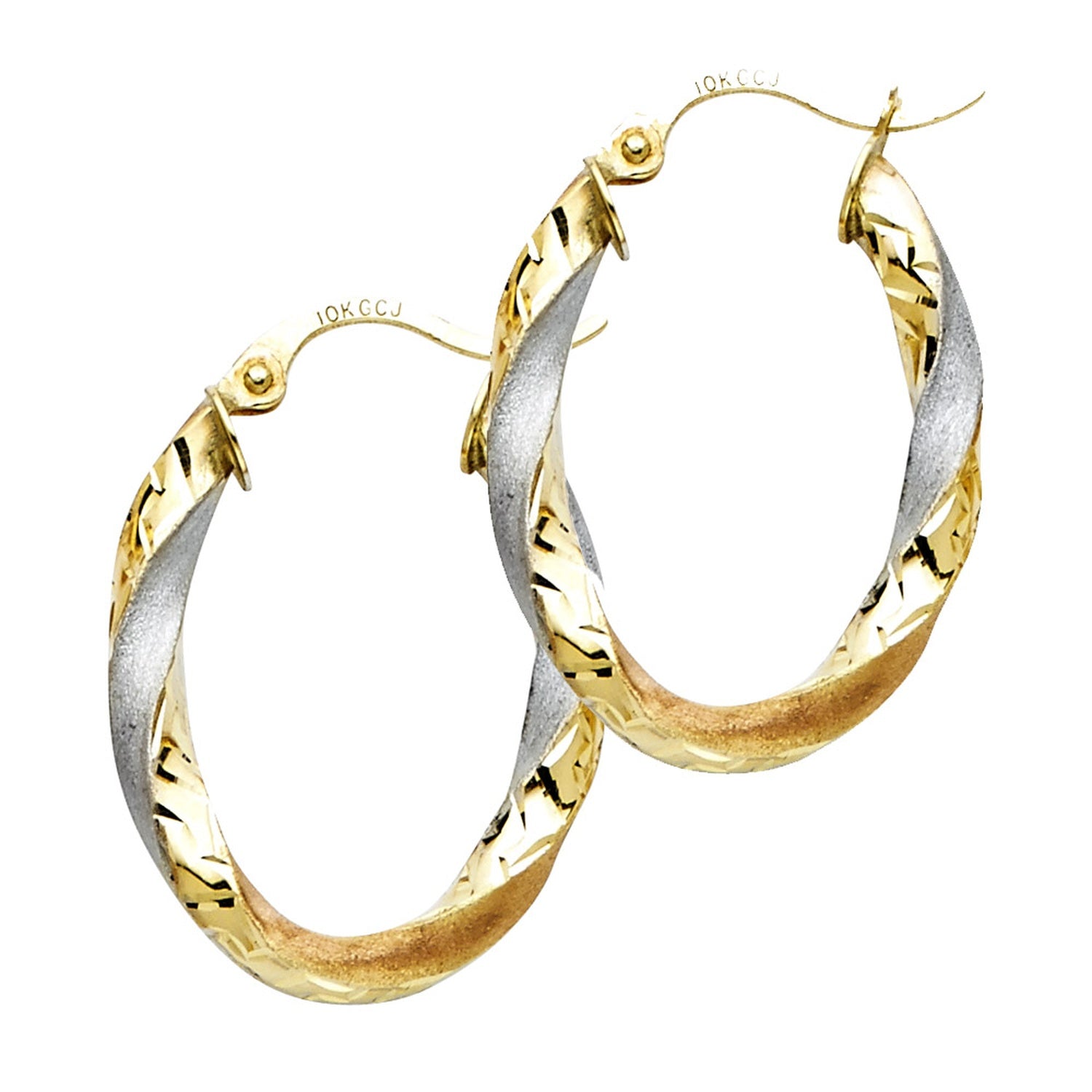 14K 3C CURLED HOL OVAL HOOP EAR