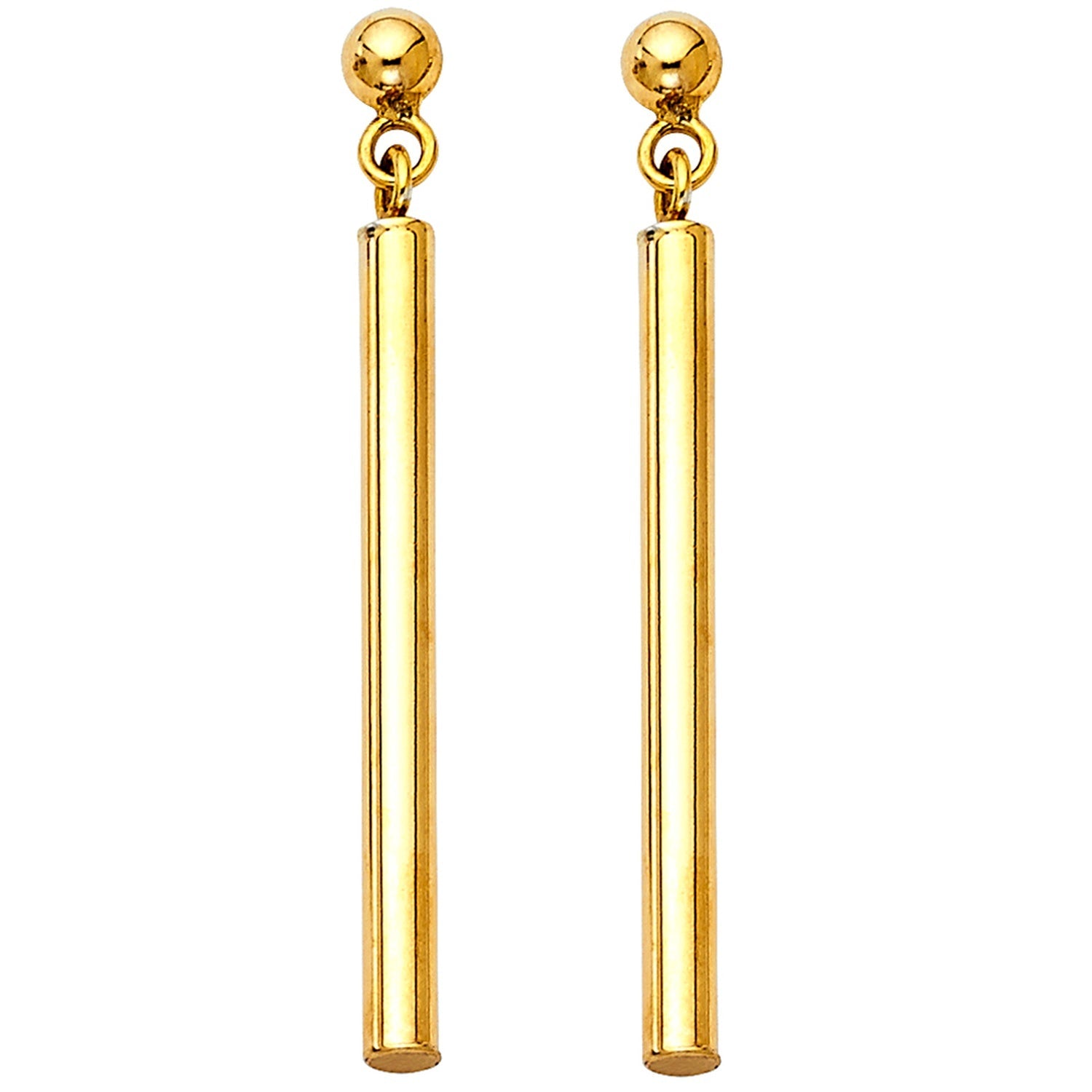 14KY RD BAR HANGING EARRING