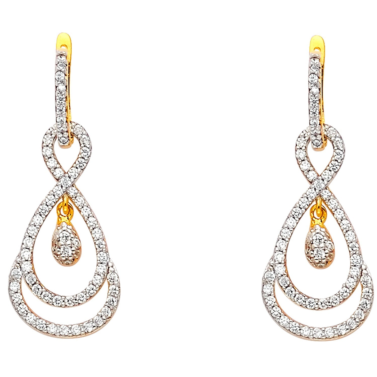 14K 2T CZ INFINITI HANGING EARRING