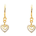 14KY CZ HEART HANGING EARRING