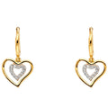 14K 2T CZ HEART HANGING EARRING