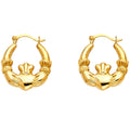 14KY CLADDAGH HOLLOW HOOPS