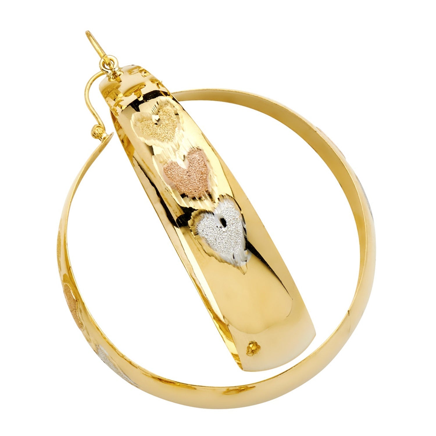 14K 3C HEART DC GRADUATED HOOPS