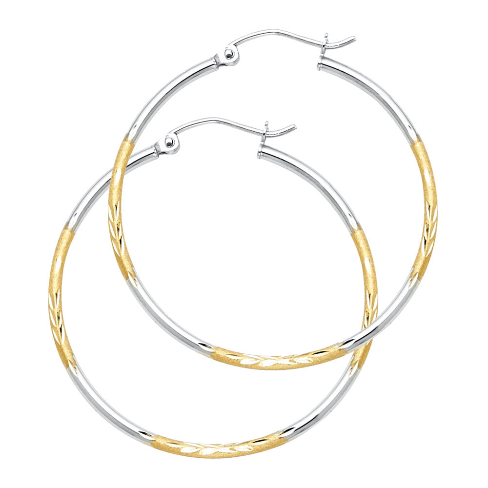 14K 2T BUD DC HOOP EARRING