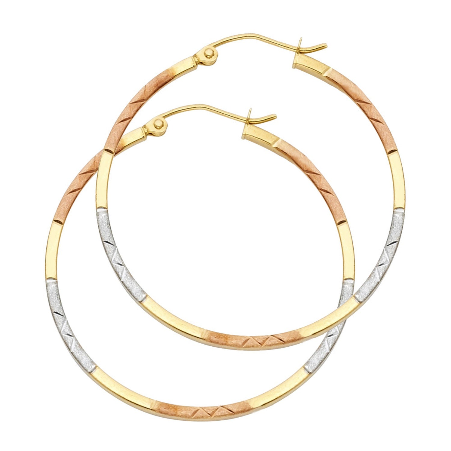 14K 3C DC SQ HOOP EARRING