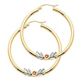 14K 3C FLOWER HOOP EAR