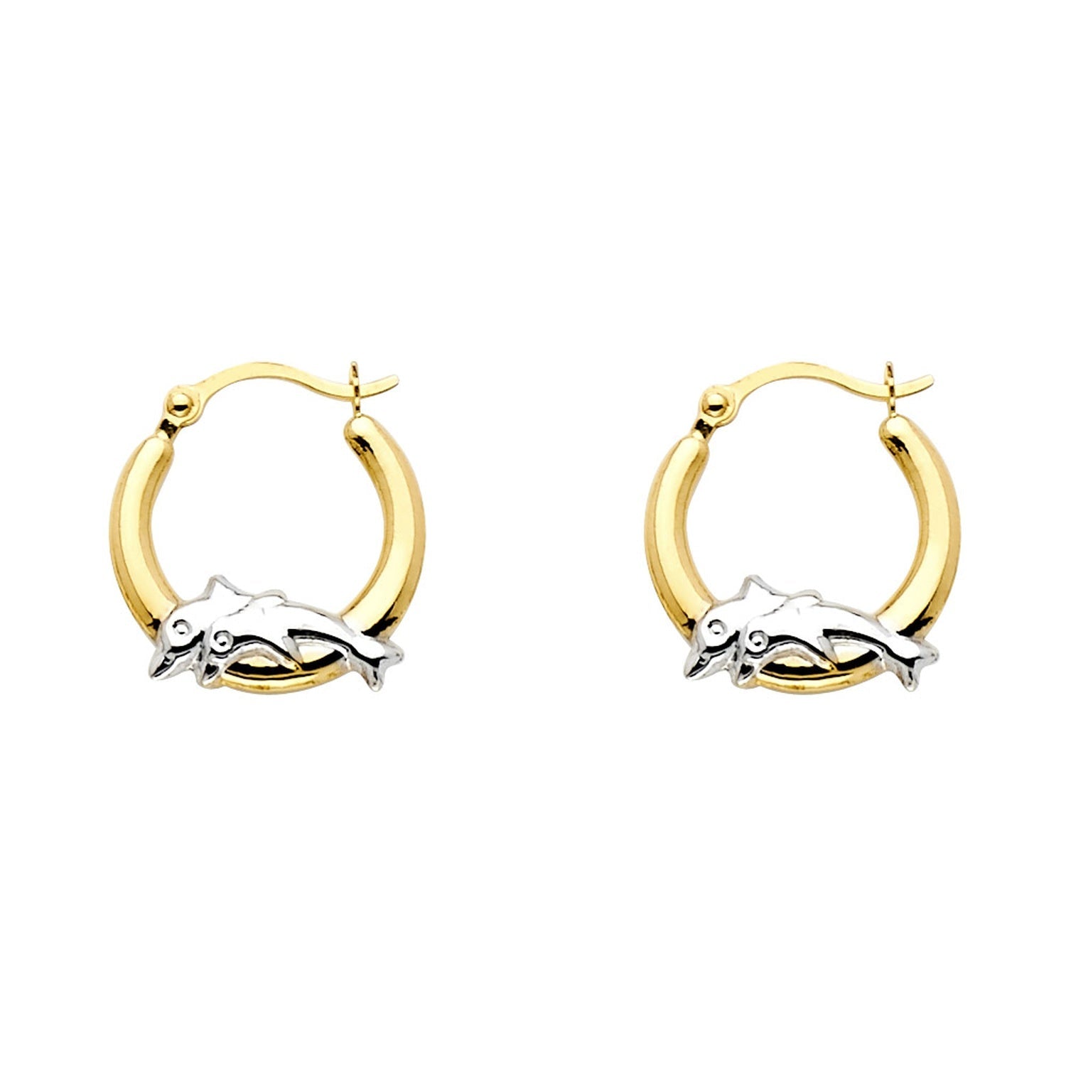 14K 2T DOLPHIN HOOP EARRING