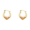 14K 2C HEART HOOP EARRING